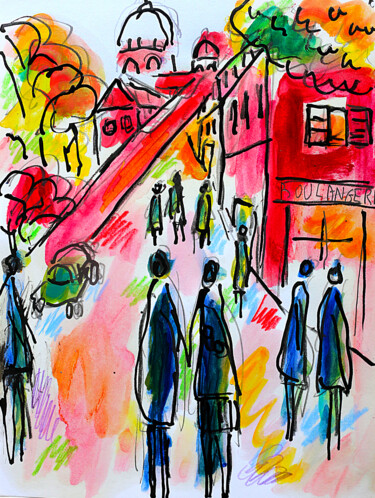 Peinture intitulée "Vieux Paris2" par Jean Mirre, Œuvre d'art originale, Huile