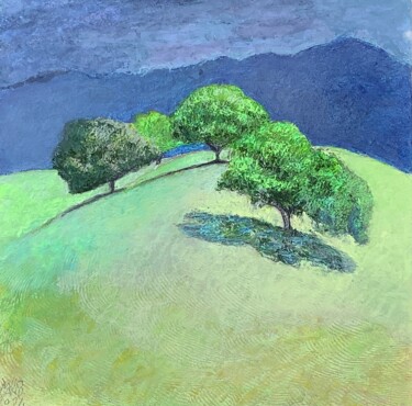 Peinture intitulée "Prairie" par Frederic Wioland, Œuvre d'art originale, Acrylique Monté sur Panneau de bois
