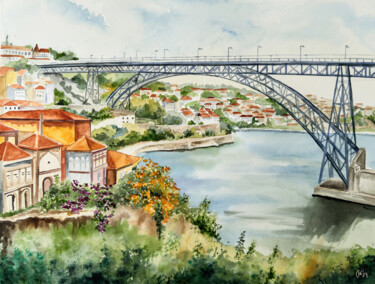 "Porto Bridge Over D…" başlıklı Tablo Irina Kurganskaya tarafından, Orijinal sanat, Suluboya
