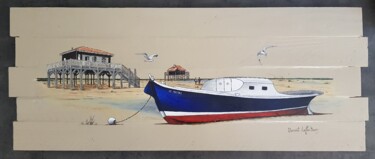 Peinture intitulée "Pinasse, cabanes et…" par Benoît Laffaiteur, Œuvre d'art originale, Acrylique