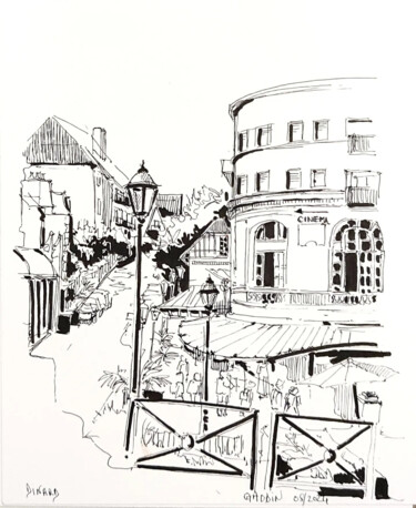 Desenho intitulada "Dinard" por Veronique Gaudin, Obras de arte originais, Tinta