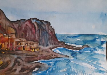 Painting titled "Italian village by…" by Alexey Zhucovsky, Original Artwork, Watercolor