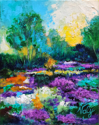 Peinture intitulée "Bruyères" par Mireille Taupin (Valy), Œuvre d'art originale, Acrylique Monté sur Châssis en bois