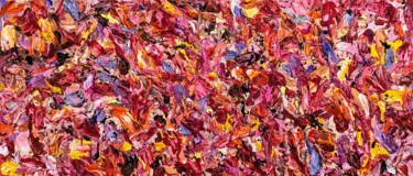 Abstract Impasto Painting in Pink, Red, and Yellow Painting titled "Abstract Impasto Pa…" by Julia Lilla, Original Artwork, Acrylic Mounted on Wood Stretcher frame