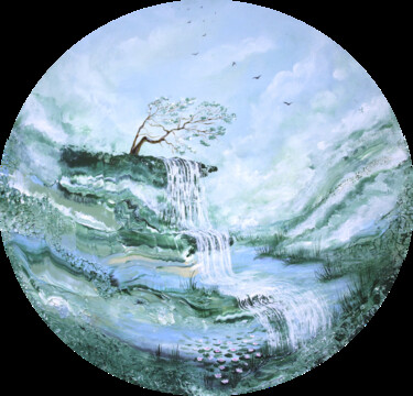 Minty mist Peinture intitulée "Minty mist" par Ekaterina Koroleva, Œuvre d'art originale, Acrylique Monté sur Panneau de bois