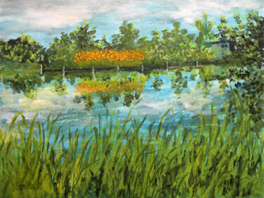 Pittura intitolato "Jour d'été aux Mara…" da Camille Rouschmeyer, Opera d'arte originale, Acrilico