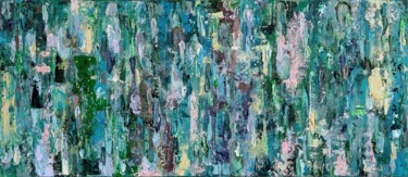 Painting titled "Green and blue abst…" by Julia Lilla, Original Artwork, Acrylic Mounted on Wood Stretcher frame