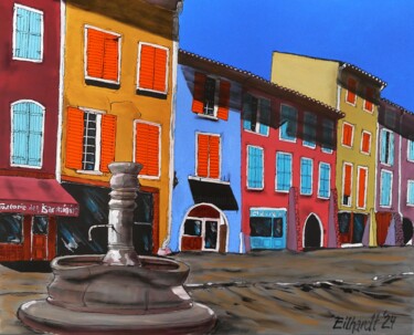 Malerei mit dem Titel "Buis-les-Baronnies" von Detlev Eilhardt, Original-Kunstwerk, Acryl