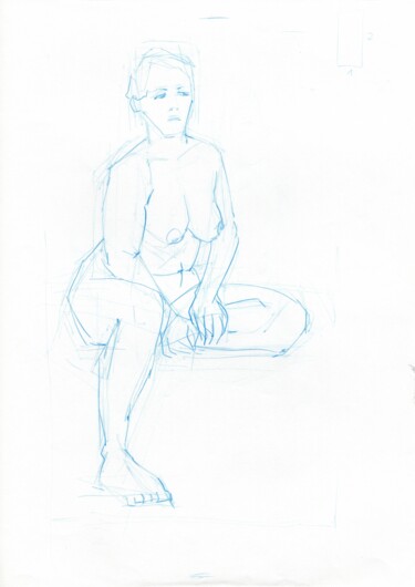 Nu de femme assise Dessin intitulée "Nu de femme assise" par Zueyen, Œuvre d'art originale, Crayon