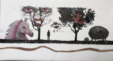 Collages titled "Bipolar" by Reiner Poser, Original Artwork, Collages Mounted on Wood Stretcher frame