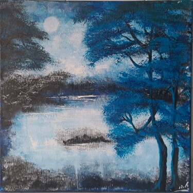 Dessin intitulée "the magic of blue" par Maryna Krasilovska Blasizza, Œuvre d'art originale, Acrylique