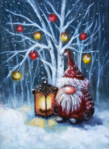 "Nain de Noël" başlıklı Tablo Olena Noizet tarafından, Orijinal sanat, Akrilik Diğer sert panel üzerine monte edilmiş