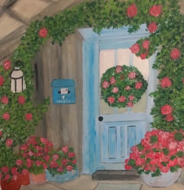 Schilderij getiteld "La maison aux fleurs" door Soisic, Origineel Kunstwerk, Acryl
