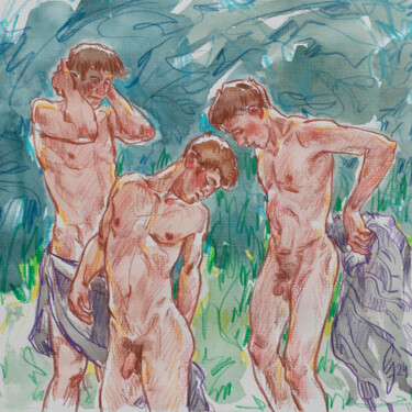 Disegno intitolato "After swimming in t…" da Sergey Sovkov, Opera d'arte originale, Acquarello