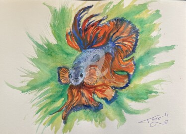Aquarelles fonds marins 9 Painting titled "Aquarelles fonds ma…" by Thierry Singer De Polignac - Spencer (Prince Singer de Polignac-Spencer), Original…
