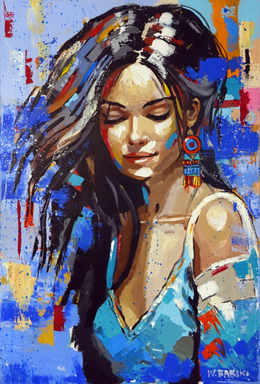 Peinture intitulée "Girl with an Earing" par Wojciech Bąbski, Œuvre d'art originale, Acrylique