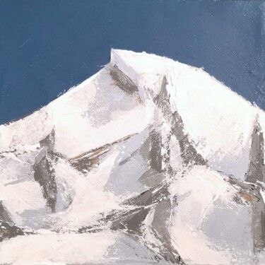 Painting titled "Mont Blanc" by Muriel Savoyat, Original Artwork, Acrylic Mounted on Wood Stretcher frame