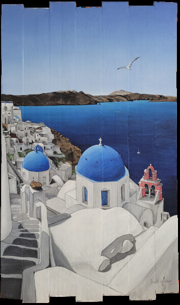 Peinture intitulée "Santorin" par Benoît Laffaiteur, Œuvre d'art originale, Acrylique