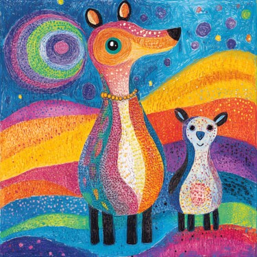 数字艺术 标题为“Alpaca Dreamscape” 由Anna Burger, 原创艺术品, 数字油画