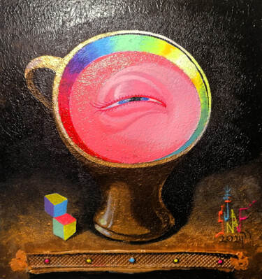 Schilderij getiteld "Your Pink Coffee" door Serge Sunne, Origineel Kunstwerk, Acryl