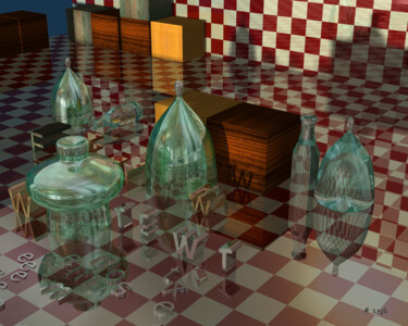 Digitale Kunst getiteld "Des lettres numero…" door Patrick Fraysse, Origineel Kunstwerk, 3D-modellering
