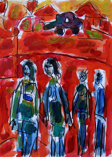 "Visitors" başlıklı Tablo Jean Mirre tarafından, Orijinal sanat, Petrol