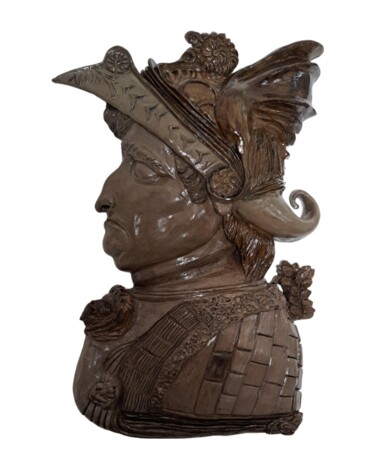 Sculpture intitulée "Leonardo da Vinci,…" par Luiz Carlos Guarilha, Œuvre d'art originale, Argile Monté sur Panneau de bois