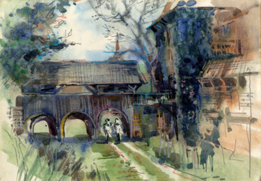 绘画 标题为“Entrance to Malbork…” 由Ilona Burbona, 原创艺术品, 水彩