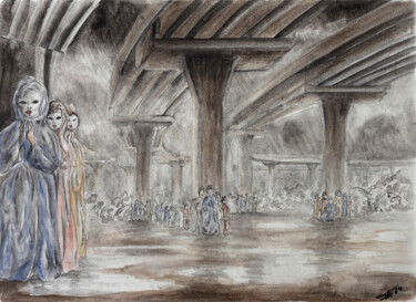 Pittura intitolato "Flyovers" da Thierry Falise, Opera d'arte originale, Acquarello