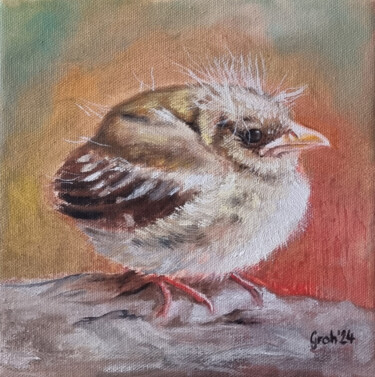 Peinture intitulée "Fetter Spatz II" par Arne Groh, Œuvre d'art originale, Huile Monté sur Châssis en bois