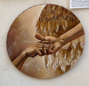 Oil painting "Salvation," with an angel and a man's hands. Malerei mit dem Titel "Oil painting "Salva…" von Iryna Kaminska, Original-Kunstwerk, Öl