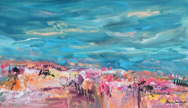 La vie en rose 2 - tableau abstrait rose bleu Peinture intitulée "La vie en rose 2 -…" par Âme Sauvage, Œuvre d'art originale, Acrylique Monté sur Châssis en bois