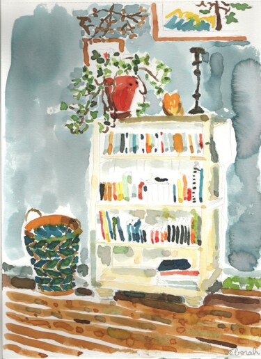 Peinture intitulée "La belle bibliothèq…" par Déborah Zyss, Œuvre d'art originale, Encre