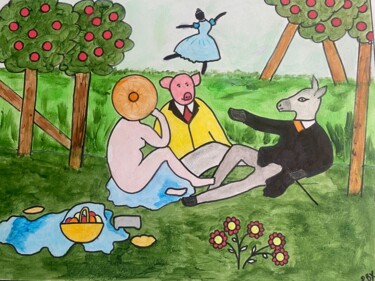 Dejeuner Peinture intitulée "Dejeuner" par Philippe Bourbonneux, Œuvre d'art originale, Acrylique
