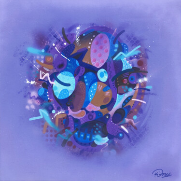 Schilderij getiteld "Mauve" door Konu, Origineel Kunstwerk, Acryl Gemonteerd op Frame voor houten brancard