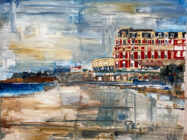Peinture intitulée "Hôtel du Palais" par Hartiste, Œuvre d'art originale, Huile Monté sur Châssis en bois