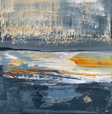 Schilderij getiteld "Meditation river" door Katsiaryna Sumarava, Origineel Kunstwerk, Olie Gemonteerd op Frame voor houten b…
