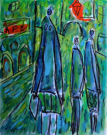 Peinture intitulée "exCafé de Nantes" par Jean Mirre, Œuvre d'art originale, Huile