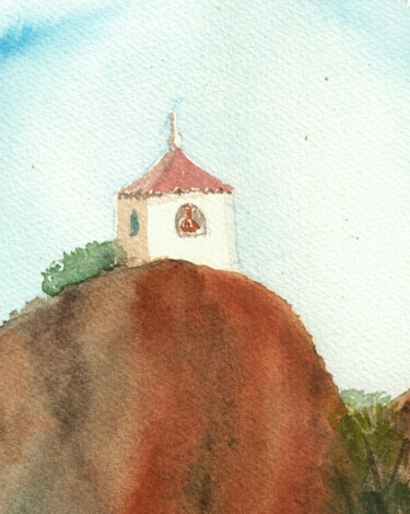 Ζωγραφική με τίτλο "Bell tower, Guadale…" από Anna C, Αυθεντικά έργα τέχνης, Ακουαρέλα
