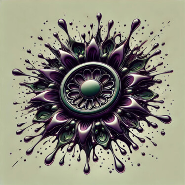 Metallic Bloom: Purple and Green Splash in Motion Digital Arts titled "Metallic Bloom: Pur…" by Alberto Capitani, Original Artwork, AI generated image
