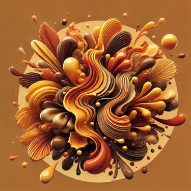 Caramel Swirl: A Rich Explosion of Color and Tastes Digital Arts titled "Caramel Swirl: A Ri…" by Alberto Capitani, Original Artwork, AI generated image