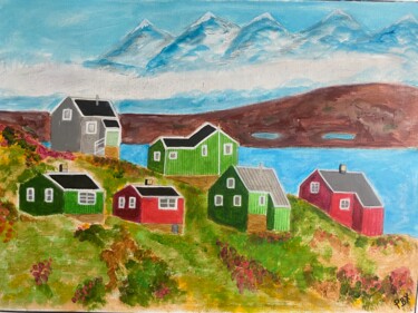 Peinture intitulée "Village nordique" par Philippe Bourbonneux, Œuvre d'art originale, Acrylique
