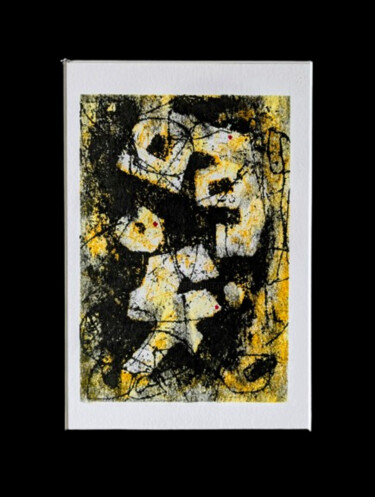 Monotype encre noir et jaune Printmaking titled "Monotype encre noir…" by Helene Dat, Original Artwork, Monotype