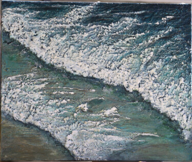 Painting titled "VAGUELETTES" by Monique Sarazin, Original Artwork, Acrylic Mounted on Wood Stretcher frame