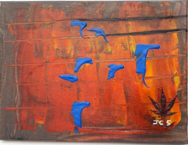 Painting titled "couleur feu" by José Cavillon, Original Artwork, Acrylic Mounted on Wood Stretcher frame