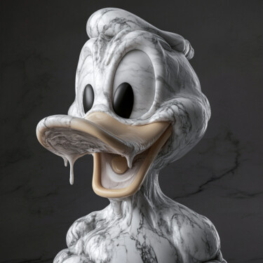 Digitale Kunst mit dem Titel "Marble Donald Duck" von Louis Durand, Original-Kunstwerk, Digitaldruck