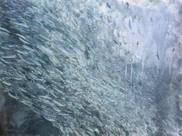 Peinture intitulée "Танец подводных теч…" par Marina Berezina, Œuvre d'art originale, Acrylique Monté sur Panneau de bois