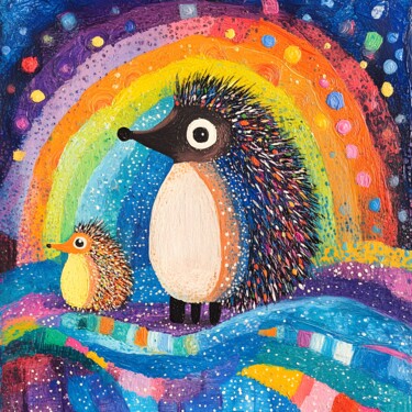 Little Hedgehog Sunshine Digital Arts titled "Little Hedgehog Sun…" by Anna Burger, Original Artwork, Digital Painting