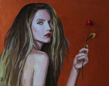 Peinture intitulée "Northern rose" par Kateryna Bortsova, Œuvre d'art originale, Huile Monté sur Châssis en bois