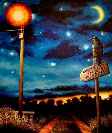 Painting titled "CHEMIN DES AMOUR PE…" by Syl20, Original Artwork, Acrylic Mounted on Wood Stretcher frame